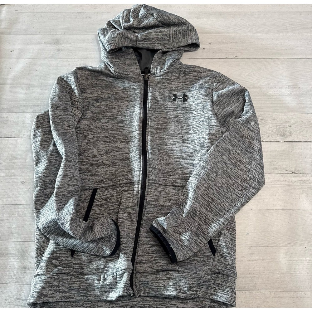 Under Armour kids grey zip up hooded sweatshirt youth large